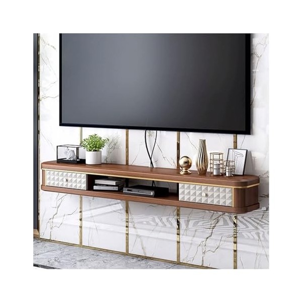 Meuble TV Banc TV Meuble TV Mural de Luxe en Bois Flottant avec Meuble de Rangement, Meuble TV for Chambre à Coucher, Salon, 
