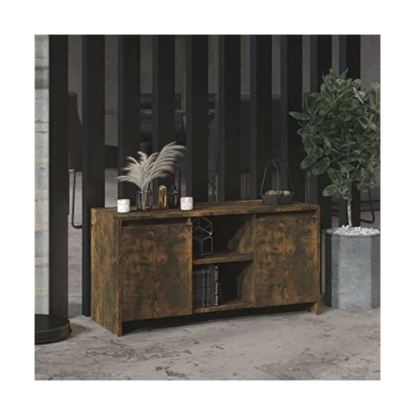 VEEKI Meuble TV, Meuble TV Suspendu, Meuble TV Blanc, Meuble TV Industriel, Meubles de Salon, Salon, Chambre, Cadre en Acier,