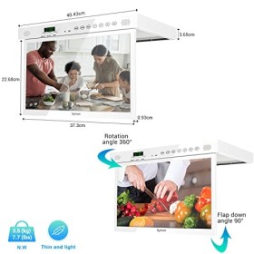 SYLVOX TV de Cuisine Full HD 15,6 Pouces Android Smart TV, DVB-T2/S2/C Triple Tuner Fonction dalarmen HDMI Rabat décran à R