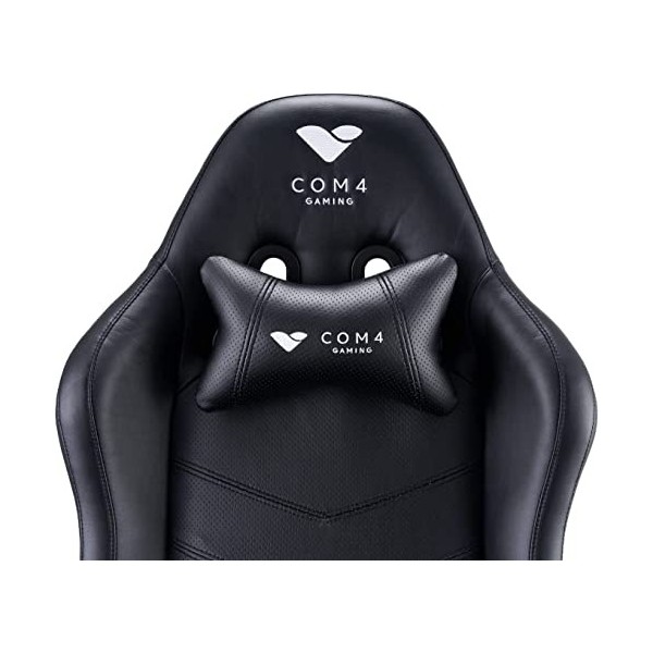 Com4Gaming Argon 2023-Onyx Fauteuil de jeu en cuir synthétique respirant, cuir synthétique, onyx noir, 165-195 cm