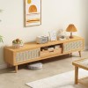 Meuble TV en rotin jusquà 63 pouces, console TV bohème avec porte en rotin, console TV de ferme, meuble multimédia, supports