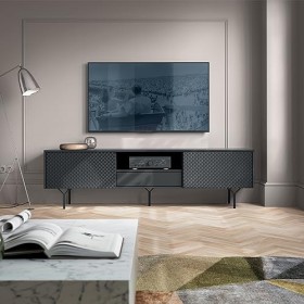 Petits-meubles Meuble TV 2 Portes 1 tiroir 180 cm Iron Noir