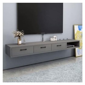 Meuble TV Suspendu Meuble TV mural flottant multifonctionnel en bois avec armoire de rangement et tiroir, meuble TV for chamb