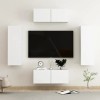 LEDSIX Ensemble de meubles TV 4 pièces en bois blanc pour centres de divertissement et meubles TV