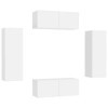 LEDSIX Ensemble de meubles TV 4 pièces en bois blanc pour centres de divertissement et meubles TV