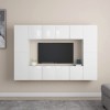 Meuble TV Mural avec Compartiments 8pcs, Cabinet pour Salon DVD CD AV Equipement, Classique, Blanc Brillant