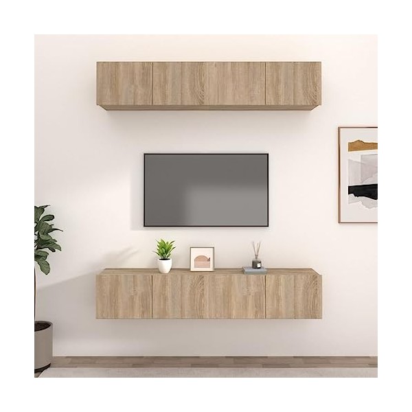 TECHPO Home Hardware Businese Meuble TV 4 pièces Chêne Sonoma 80 x 30 x 30 cm Bois dingénierie
