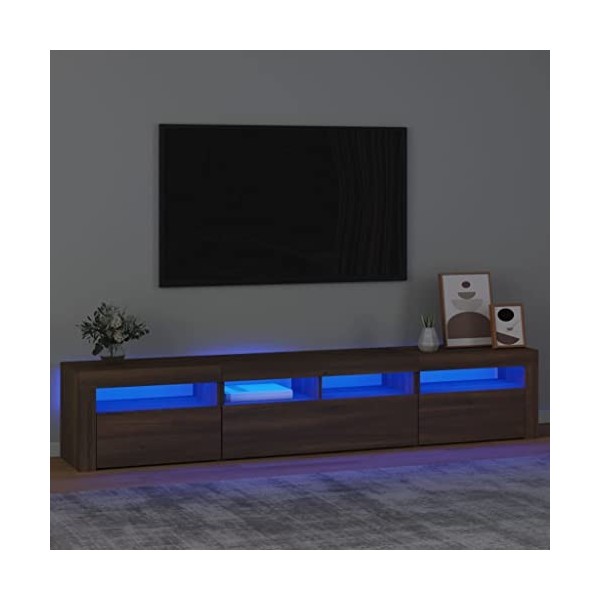 DCRAF Home Hardware Businese Meuble TV avec lumières LED Chêne marron 210 x 35 x 40 cm