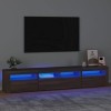 DCRAF Home Hardware Businese Meuble TV avec lumières LED Chêne marron 210 x 35 x 40 cm