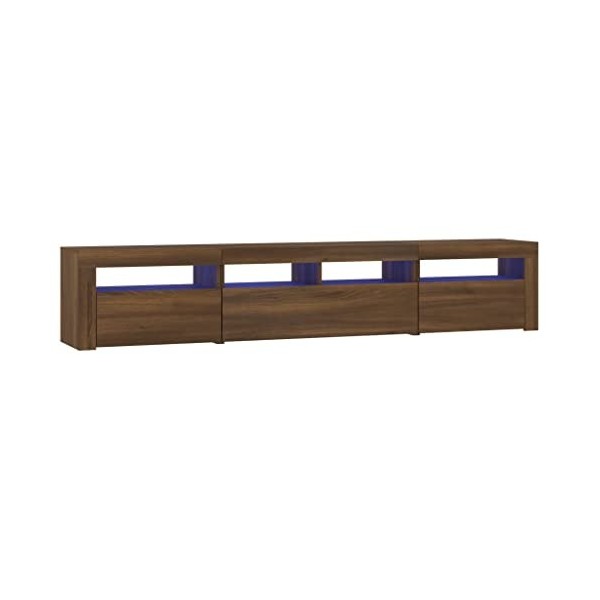 DCRAF Home Hardware Businese Meuble TV avec lumières LED Chêne marron 210 x 35 x 40 cm