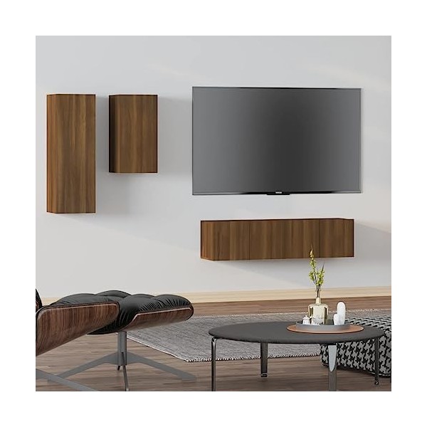 TALCUS Home Hardware Businese Meuble TV 4 pièces Chêne Marron