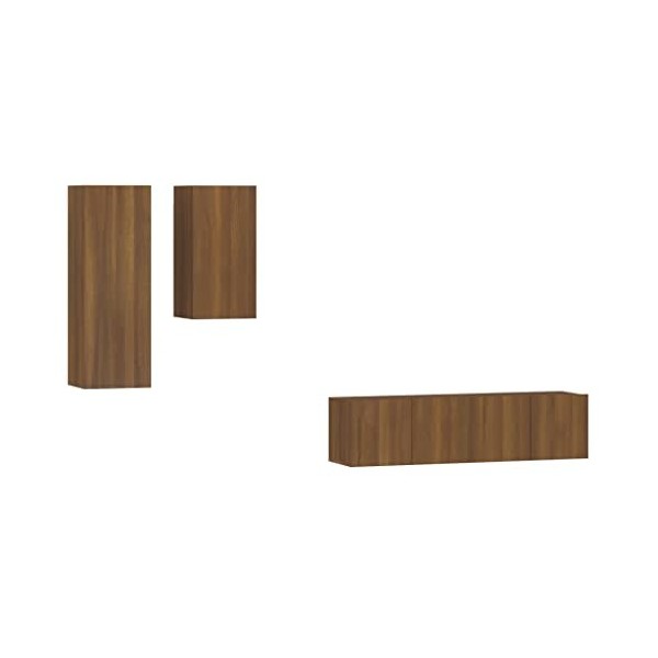 TALCUS Home Hardware Businese Meuble TV 4 pièces Chêne Marron