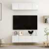 TECHPO Home Hardware Businese Lot de 4 meubles TV en bois Blanc brillant 60 x 30 x 30 cm