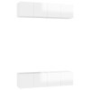 TECHPO Home Hardware Businese Lot de 4 meubles TV en bois Blanc brillant 60 x 30 x 30 cm