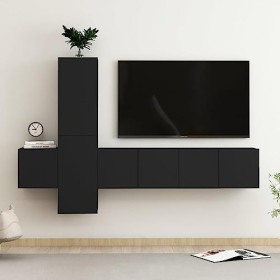 KEAAN Home Hardware Businese Meuble TV 5 pièces en bois Noir