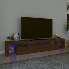 KEAAN Home Hardware Businese Meuble TV avec lumières LED Chêne marron 230 x 36,5 x 40 cm