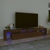 KEAAN Home Hardware Businese Meuble TV avec lumières LED Chêne marron 230 x 36,5 x 40 cm