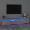TALCUS Home Hardware Businese Meuble TV avec lumières LED Chêne Sonoma 210 x 35 x 40 cm
