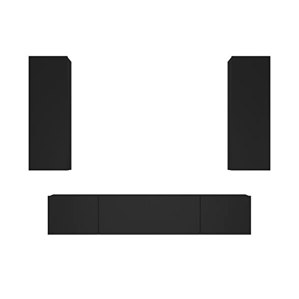 WOODEY Meuble TV 4 pièces en bois noir