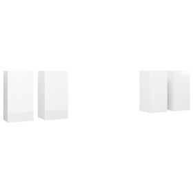 TEKEET Lot de 4 meubles TV en bois blanc brillant 30,5 x 30 x 60 cm