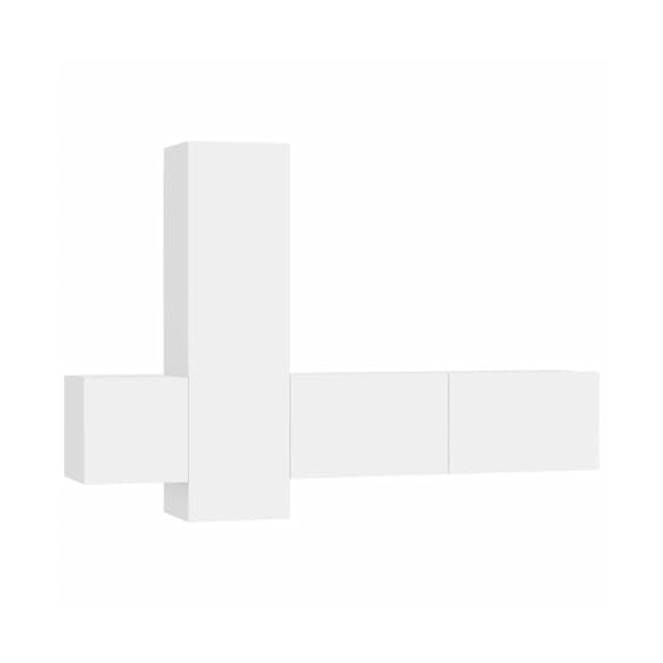 CUTSKY Meuble TV 3 pièces en bois dingénierie blanc