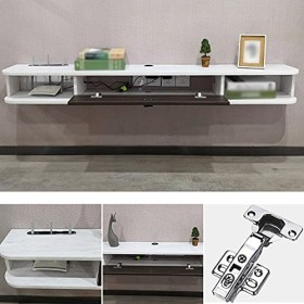 StrOux Meuble TV Flottant Meuble TV Flottant, unité Murale Flottante de Divertissement avec tiroir et 2 étagères Ouvertes, po