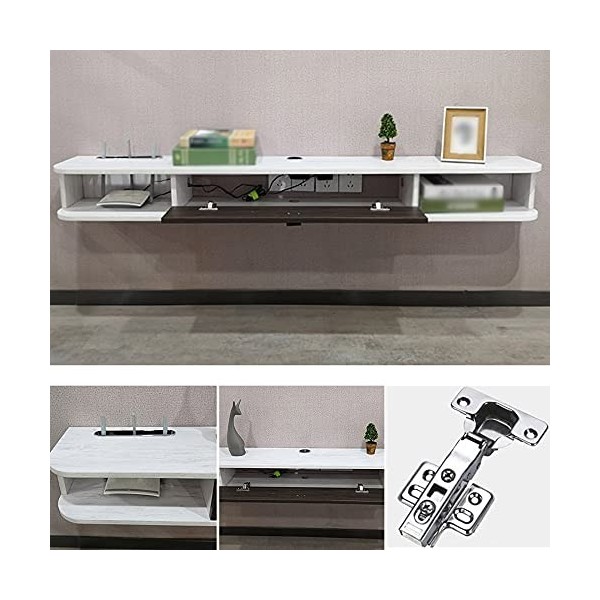 StrOux Meuble TV Flottant Meuble TV Flottant, unité Murale Flottante de Divertissement avec tiroir et 2 étagères Ouvertes, po
