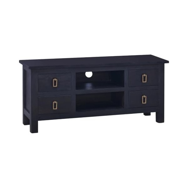 SHAPLE Meuble TV noir clair café 100 x 30 x 45 cm en bois dacajou massif