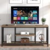 FOLUBAN Meuble TV pour TV jusquà 65 pouces, en bois rustique et en métal avec étagères de rangement, table console multimédi