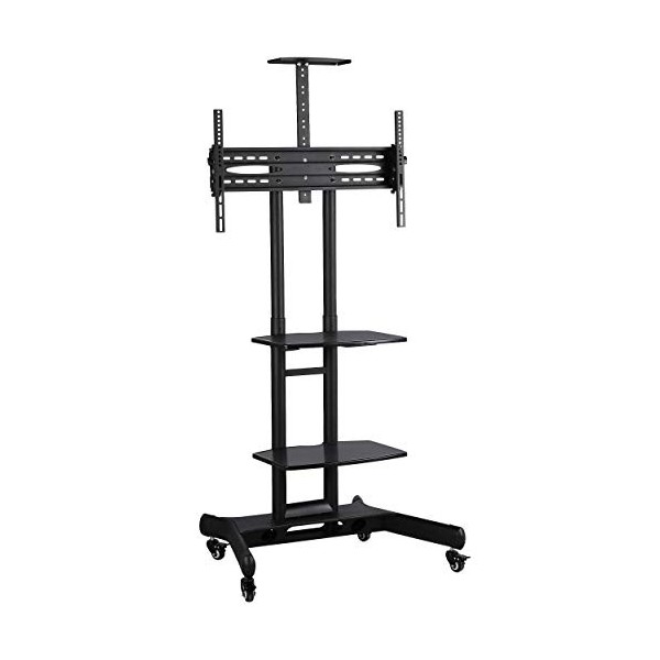 Yaheetech Chariot Mobile de TV Support de Plancher Meuble TV sur roulettes 32-75 Pouce Plasma/LCD/LED Hauteur Réglable Max. V
