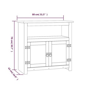 SMTSEC Meuble TV en pin mexicain Corona Blanc 80 x 43 x 78 cm