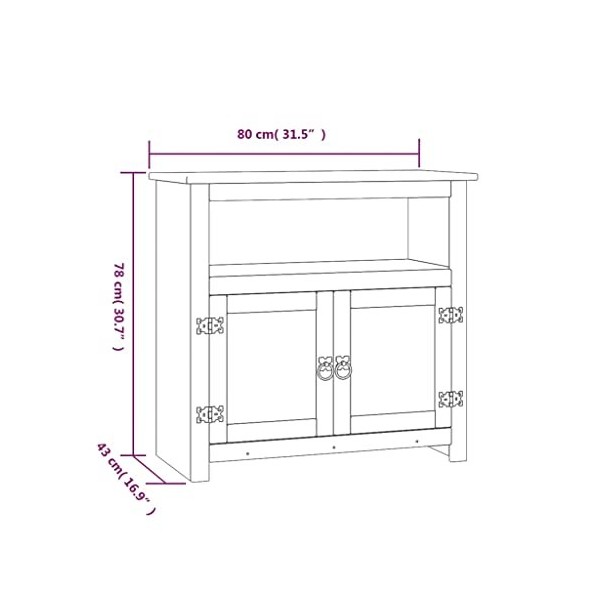 SMTSEC Meuble TV en pin mexicain Corona Blanc 80 x 43 x 78 cm