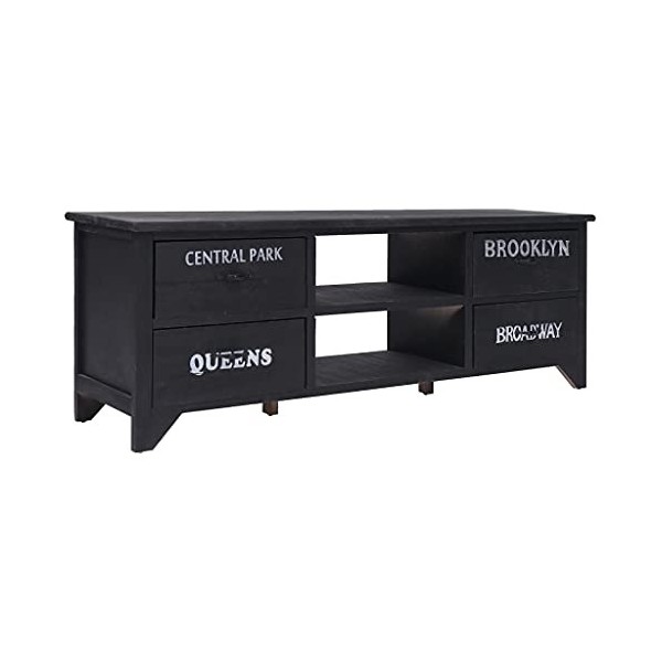 Meuble TV Noir 115 x 30 x 40 cm BoisMeubles Meubles TV