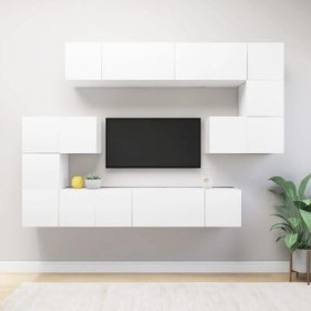 Meuble TV, Meuble TV Suspendu, Meuble TV Blanc, Meuble TV Industriel, Meubles de Salon, Salon, Chambre, Cadre en Acier, vidaX