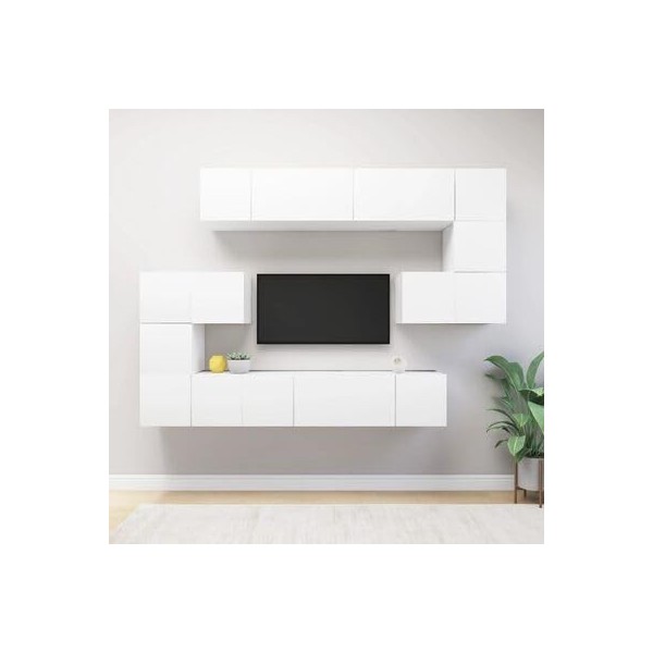 Meuble TV, Meuble TV Suspendu, Meuble TV Blanc, Meuble TV Industriel, Meubles de Salon, Salon, Chambre, Cadre en Acier, vidaX