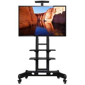 Yaheetech Chariot Mobile de TV Support de Plancher Meuble TV sur roulettes 32-75 Pouce Plasma/LCD/LED Hauteur Réglable Max. V