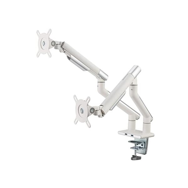POUT Eyes 12 Bras de moniteur double en aluminium – Support de bureau pivotant entièrement réglable à mouvement complet – Sup
