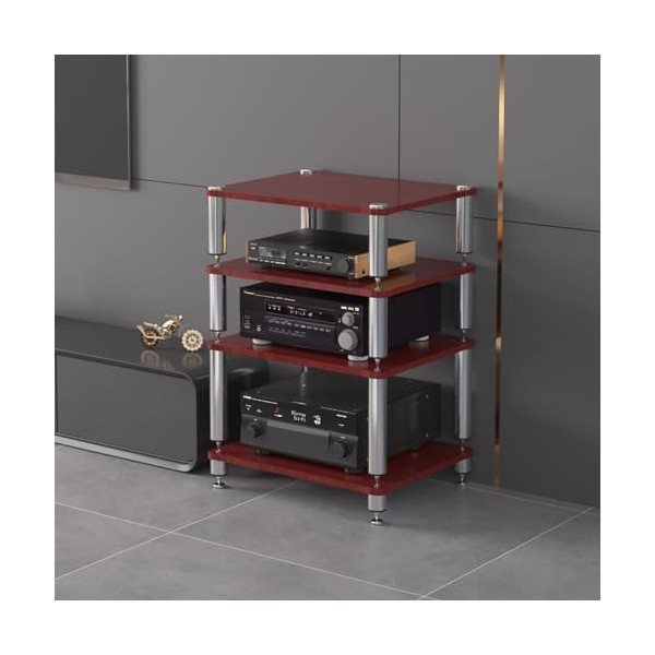 Support Multimédia Audio-vidéo, Étagères En Bois À 5 Niveaux Avec Colonnes En Acier Robustes, Centre De Divertissement De Tou