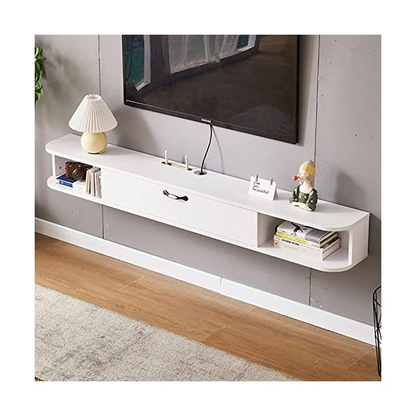 XIBANY Console multimédia TV Murale, Meuble de Rangement pour Meuble TV Flottant 47,2 Pouces avec tiroir de Rangement, Trou d