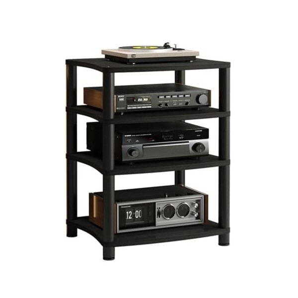 Support Multimédia À 4 Niveaux For Centre De Divertissement, Armoire For Composants Audio/vidéo Avec Étagère En Bois For Équi