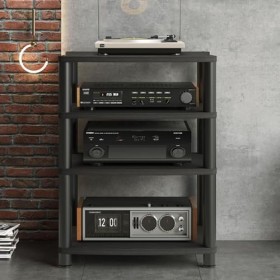 Support Multimédia À 4 Niveaux For Centre De Divertissement, Armoire For Composants Audio/vidéo Avec Étagère En Bois For Équi