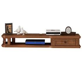 HeEdz Étagère Murale avec Support Flottant, unité Murale avec 1 tiroir, étagère de Rangement multimédia Murale Rustique avec 