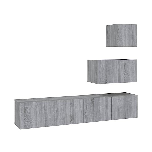 Meuble TV 4 pièces en bois Sonoma gris