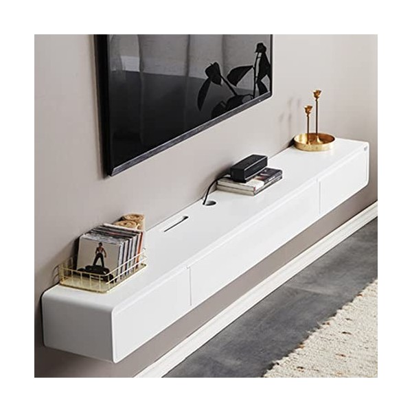 JUNNIU Meuble TV Mural 120/140Cm Meuble TV Flottant，Étagère TV Flottante Console Média Murale，Meuble TV Centre de Divertissem