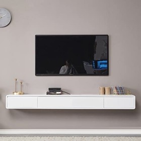 JUNNIU Meuble TV Mural 120/140Cm Meuble TV Flottant，Étagère TV Flottante Console Média Murale，Meuble TV Centre de Divertissem