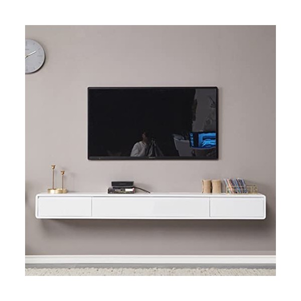JUNNIU Meuble TV Mural 120/140Cm Meuble TV Flottant，Étagère TV Flottante Console Média Murale，Meuble TV Centre de Divertissem