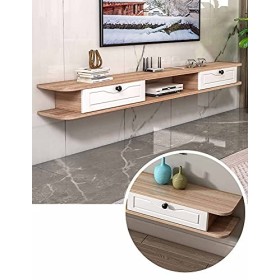 SXSGSM Meuble TV Flottant, Meuble de Rangement Mural en Bois Massif Mat avec tiroirs, pour Salon, Bureau, Salle de Divertisse