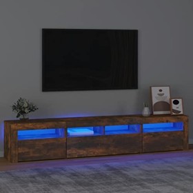 TECHPO Centres de divertissement et meubles TV, meuble TV avec lumières LED Chêne fumé 210 x 35 x 40 cm