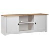 Home Hardware Businese Meuble TV en pin massif Blanc 120 x 40 x 50 cm