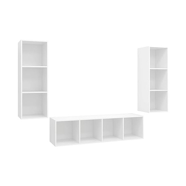 DCRAF Centres de divertissement et meubles TV, ensemble de 3 meubles TV en bois dingénierie blanc